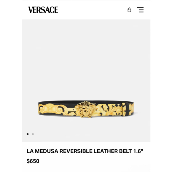 NWT Versace La Medusa Reversible Leather Belt - Black Gold Baroque 110/44 - Picture 1 of 8